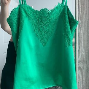 Green silk tank top